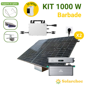 Kit solaire Plug&Play 1000W 2 panneaux solaires JOLYWOOD 500W + 1 Micro-onduleur + Batterie ZENDURE Autoconsommation Barbade