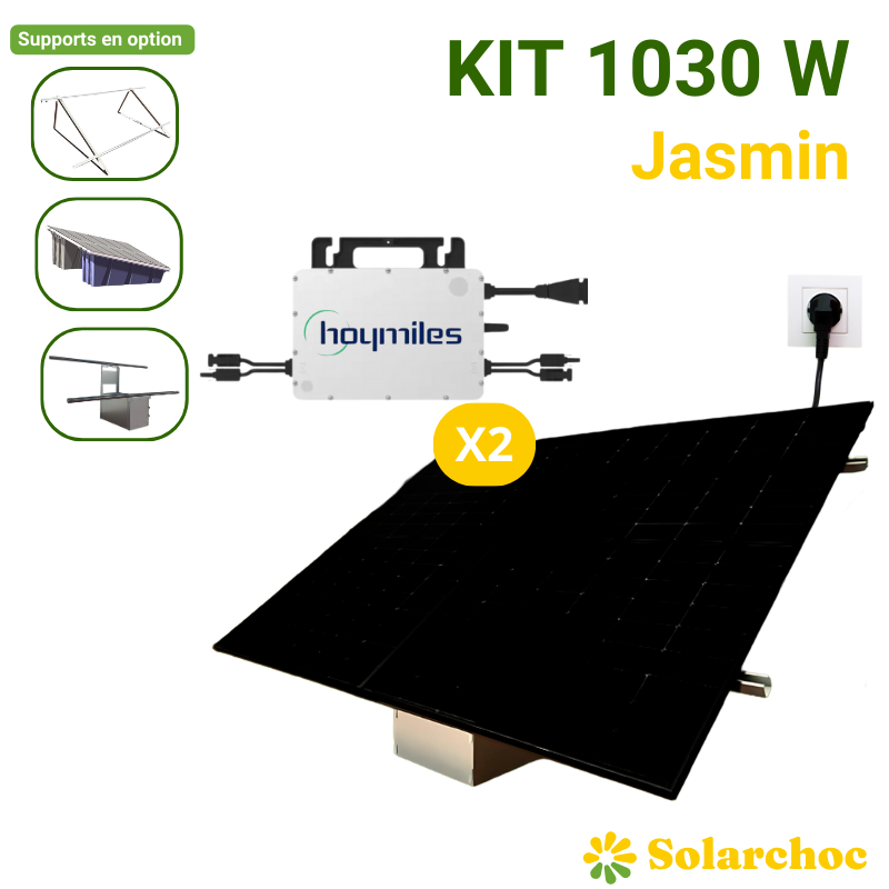 Kit solaire Plug&Play 1030W 2 panneaux DMEGC 515W + 1 micro onduleur 1000W Wifi intégré X1 Autoconsommation Jasmin