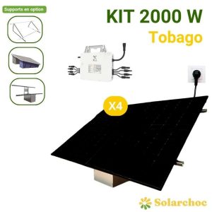 Kit solaire Plug&Play 2000W 4 panneaux JOLYWOOD 500W + 1 micro onduleur SOLAX 2000W Tobago