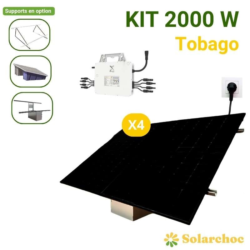 Kit solaire Plug&Play 2000W 4 panneaux JOLYWOOD 500W + 1 micro onduleur SOLAX 2000W Tobago