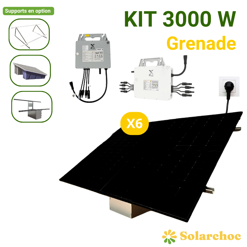 Kit solaire Plug&Play 3000W 6 panneaux JOLYWOOD 500W + 2 Micro onduleurs SOLAX 1000W et 2000W Grenade