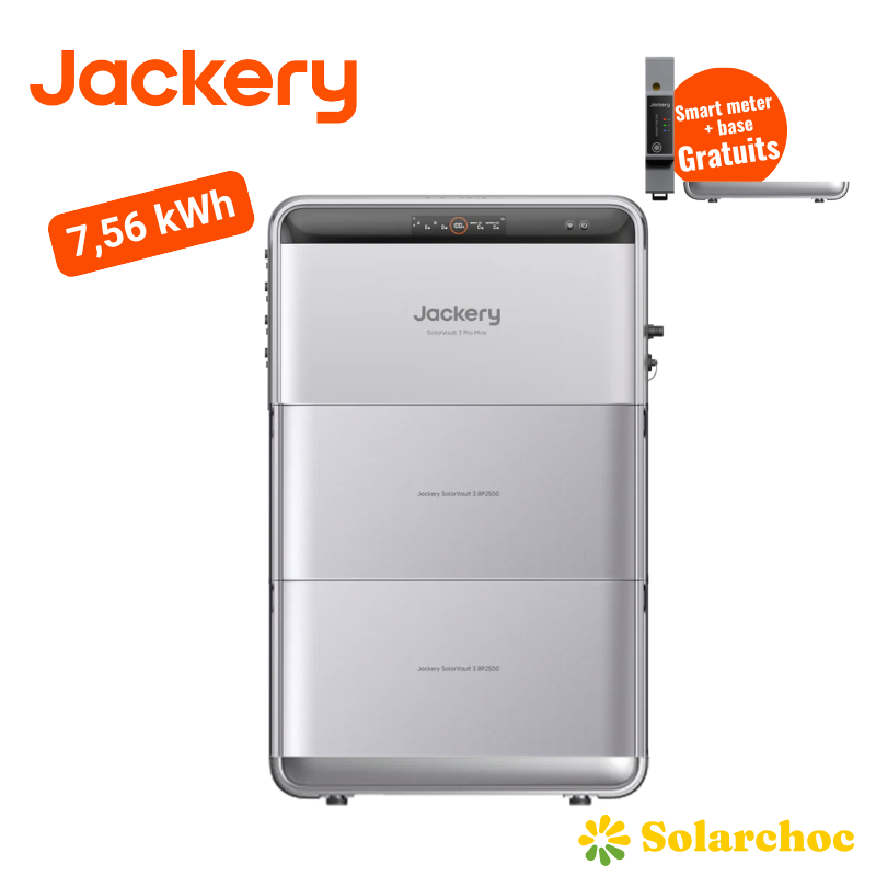 Pack 7,56 kWh Batterie Plug and Play JACKERY SolarVault 3 Pro Max + 2 Batteries solaires additionnelles 2,52 kWh